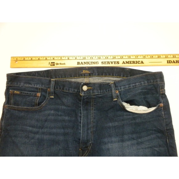 Polo Ralph Lauren Jeans Mens 40x32 Blue Denim Varick Slim Straight Dark Wash - Picture 11 of 15